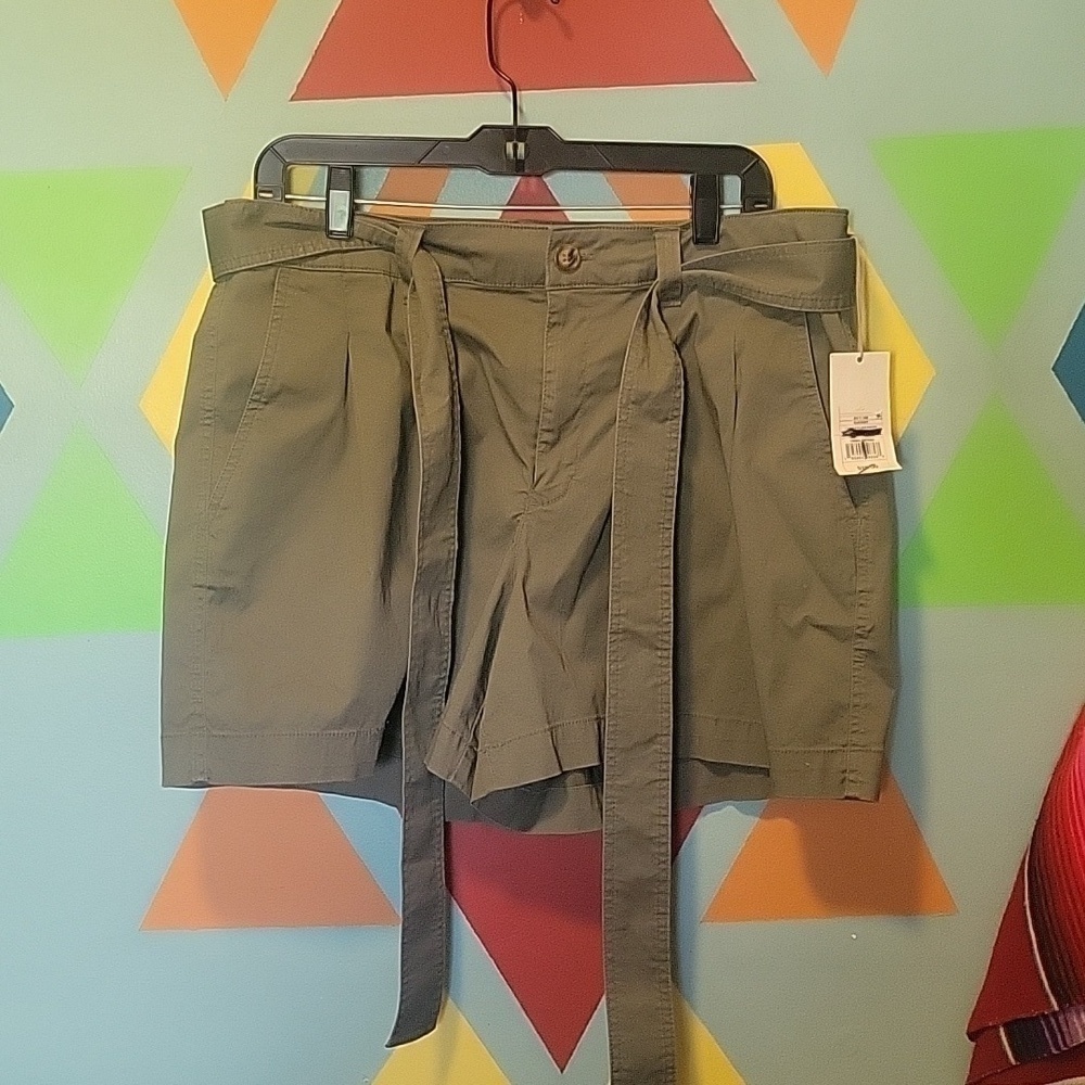 NWT A New Day Women's Olive Color Tie Belt Shorts Size 14